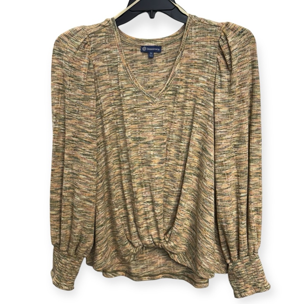 Democracy Women’s Multicolor V-Neck Blouse Size 2X *225